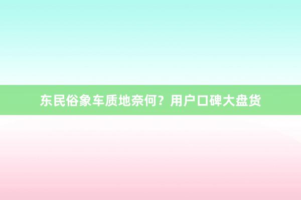 东民俗象车质地奈何？用户口碑大盘货